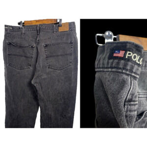 Polo Jeans Co Ralph Lauren 40x32 Black Distressed Denim Mens Vintage Grunge